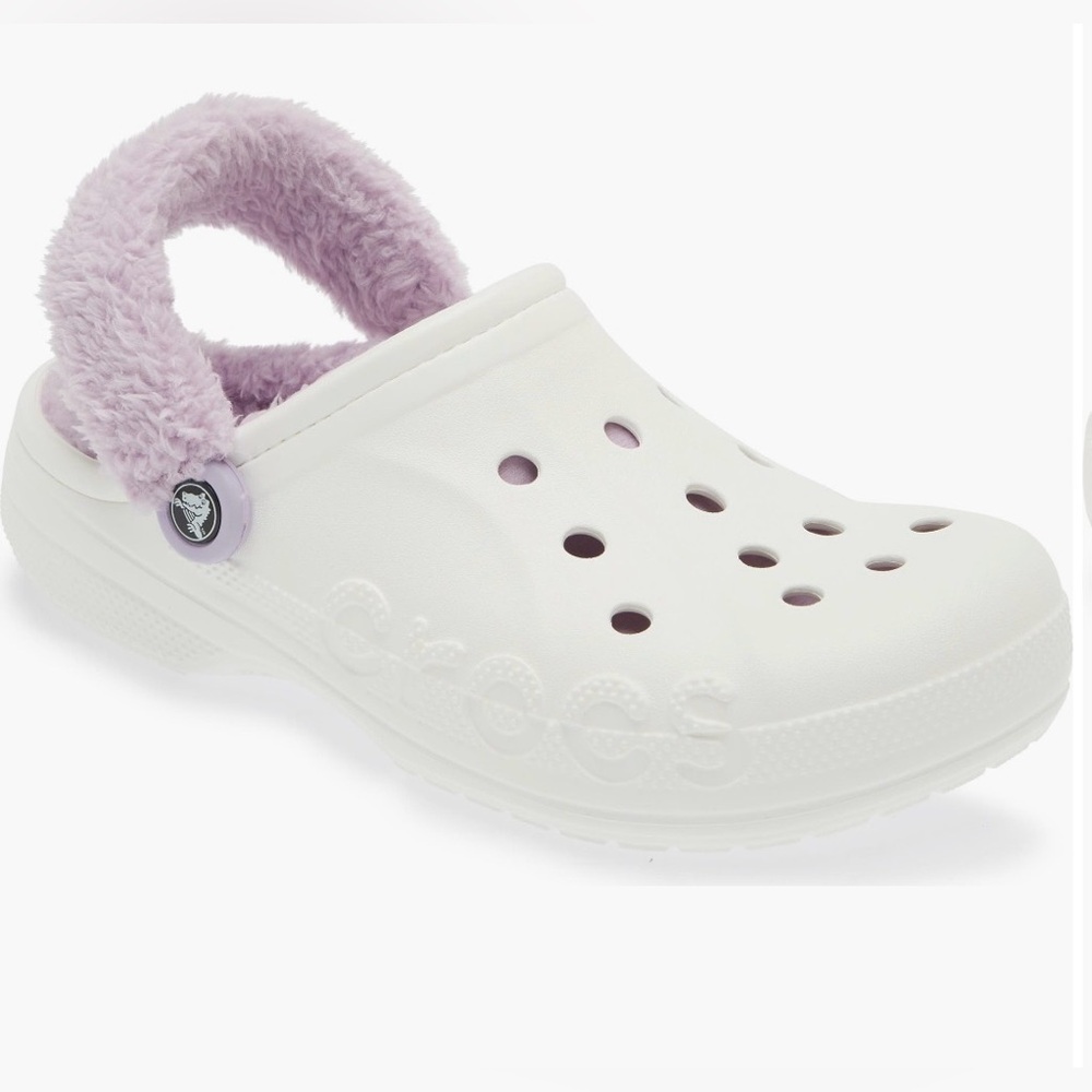 CROCS
Baya Faux Fur
Lined Clog (Women) NWT 
white with light purple